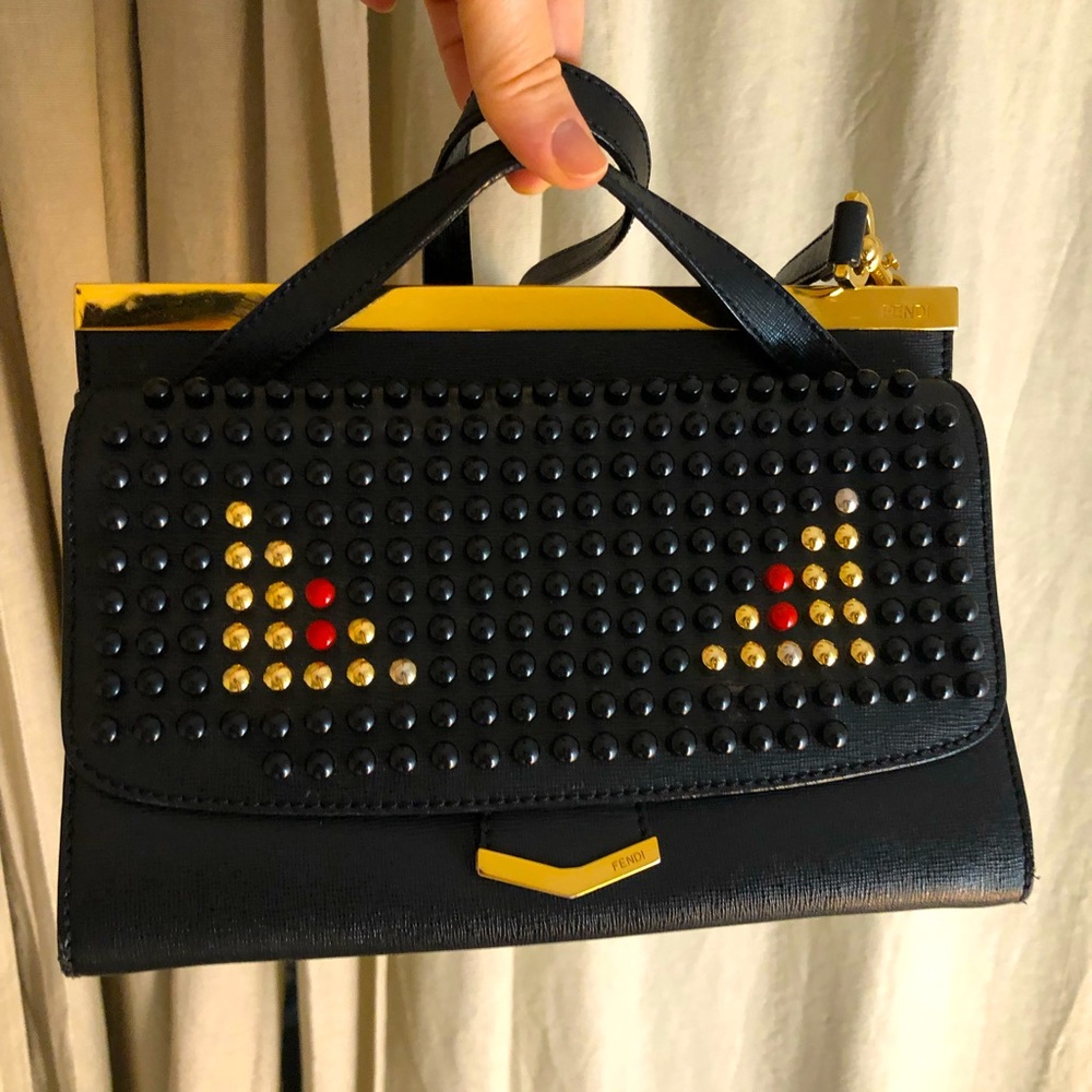 Authentic FENDI Limited Edition Bag monster face; high quality hard leather